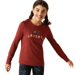 ARIAT-APPAREL Ariat® Kids’ Blossom Pony Tee Fired Brick Hot