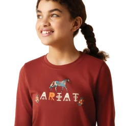 ARIAT-APPAREL Ariat® Kids’ Blossom Pony Tee Fired Brick Hot
