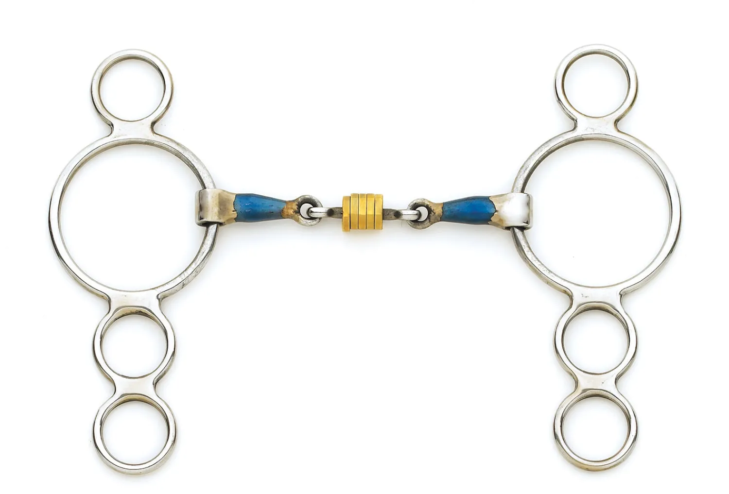 ERS Centaur® Blue Steel Double-Jointed Disc 3-Ring Gag Bit Stainless New