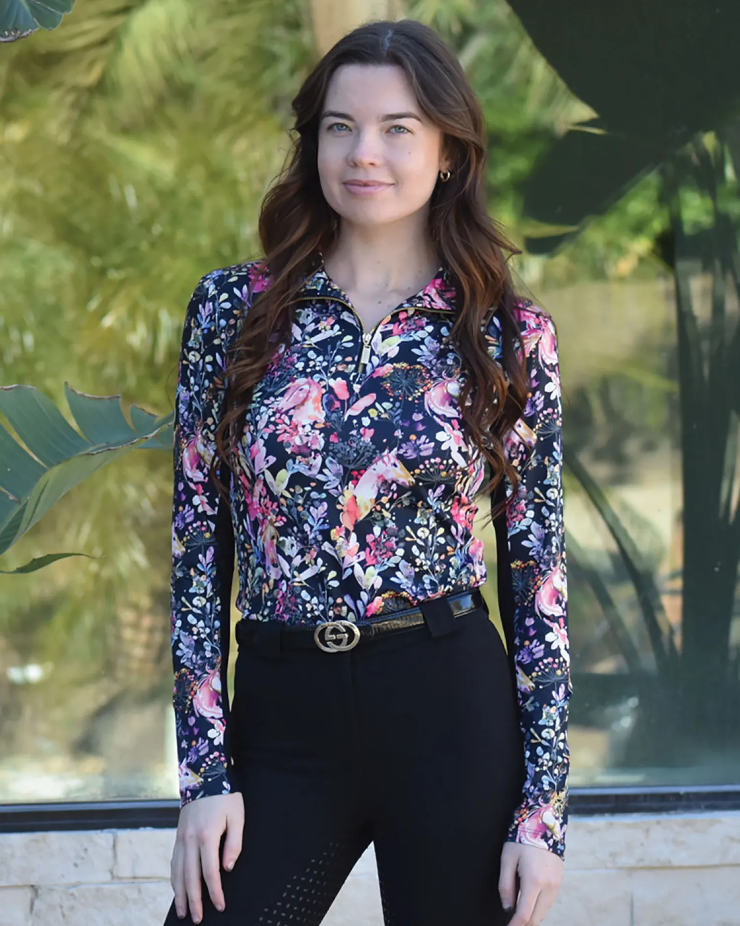 DANCING EQUESTRIAN Ladies’ Equus Garden Long Sleeve Shirt Black Outlet