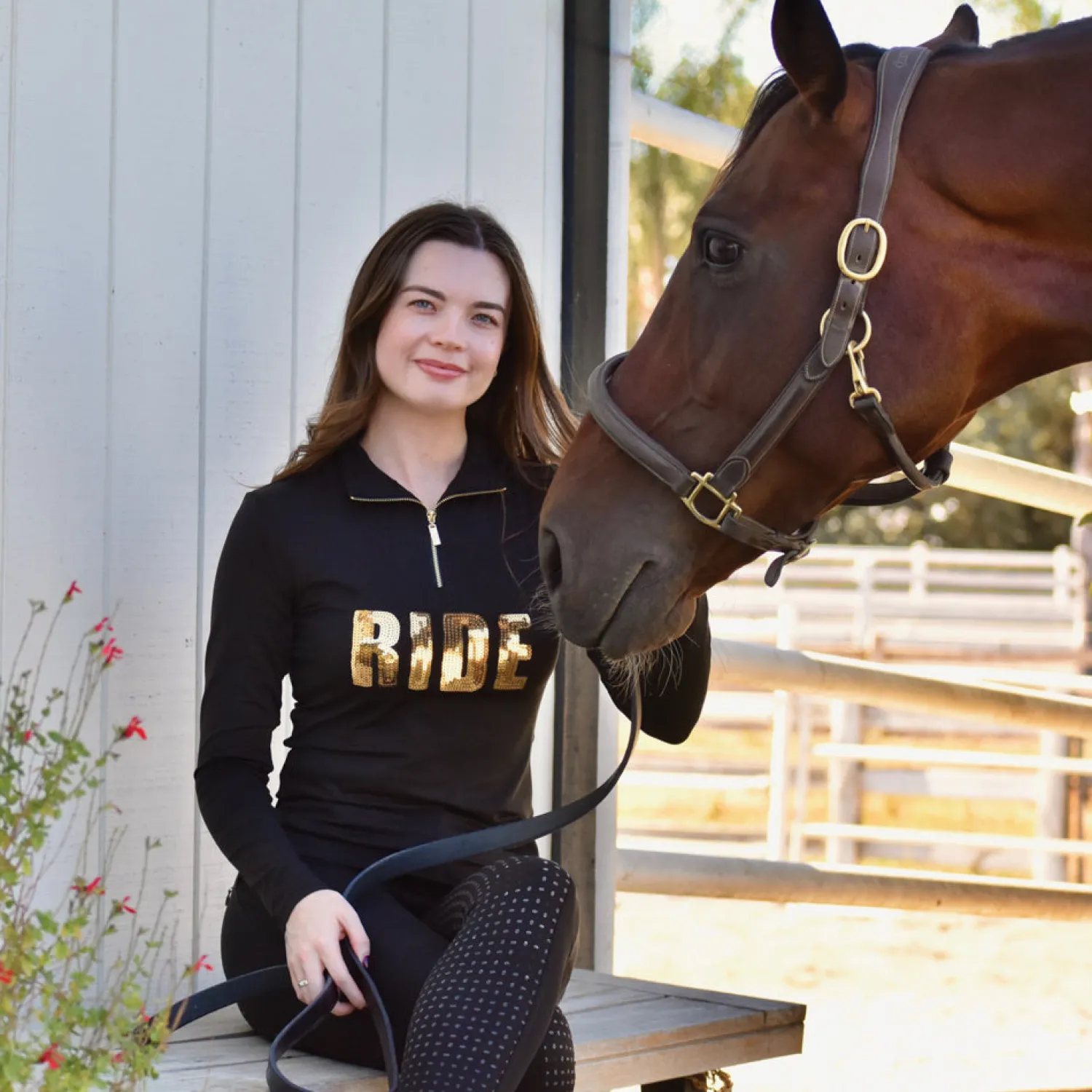 DANCING EQUESTRIAN Ladies’ "Ride" Long-Sleeve Base Layer Shirt New