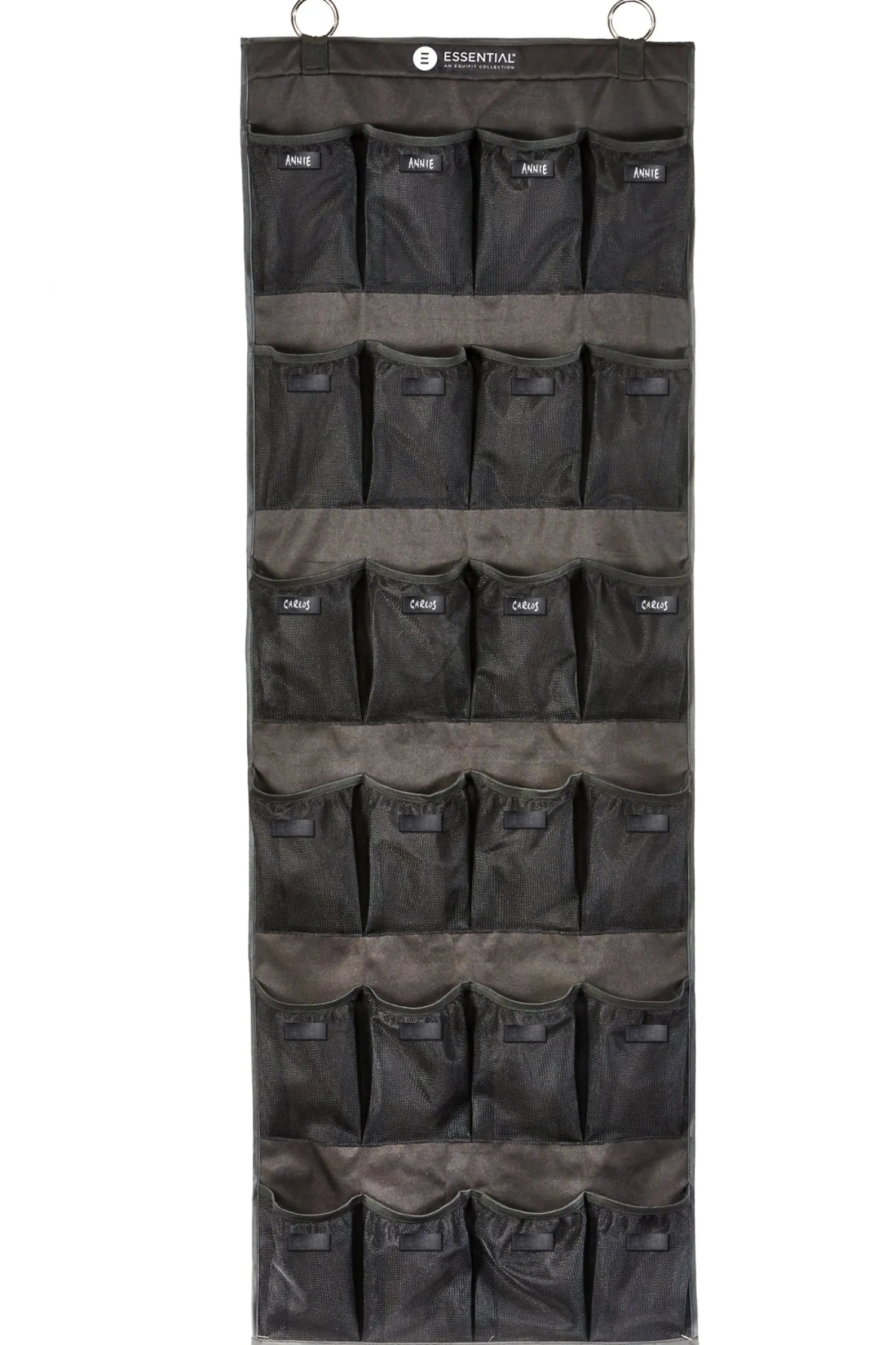 EQUIFIT ® Essential Hanging 24-Pocket Horse Boot Organizer with ID Patches Black Sale