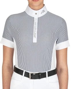EQUILINE AMERICA Equiline Ladies’ Celic Short Sleeve Show Shirt White/Deep Blue Clearance