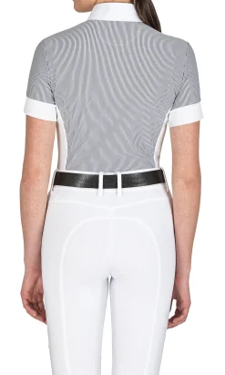 EQUILINE AMERICA Equiline Ladies’ Celic Short Sleeve Show Shirt White/Deep Blue Clearance