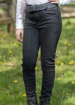 FITS RIDING FITS® Girls’ Denim Tread Knee-Patch Breech Onyx Clearance