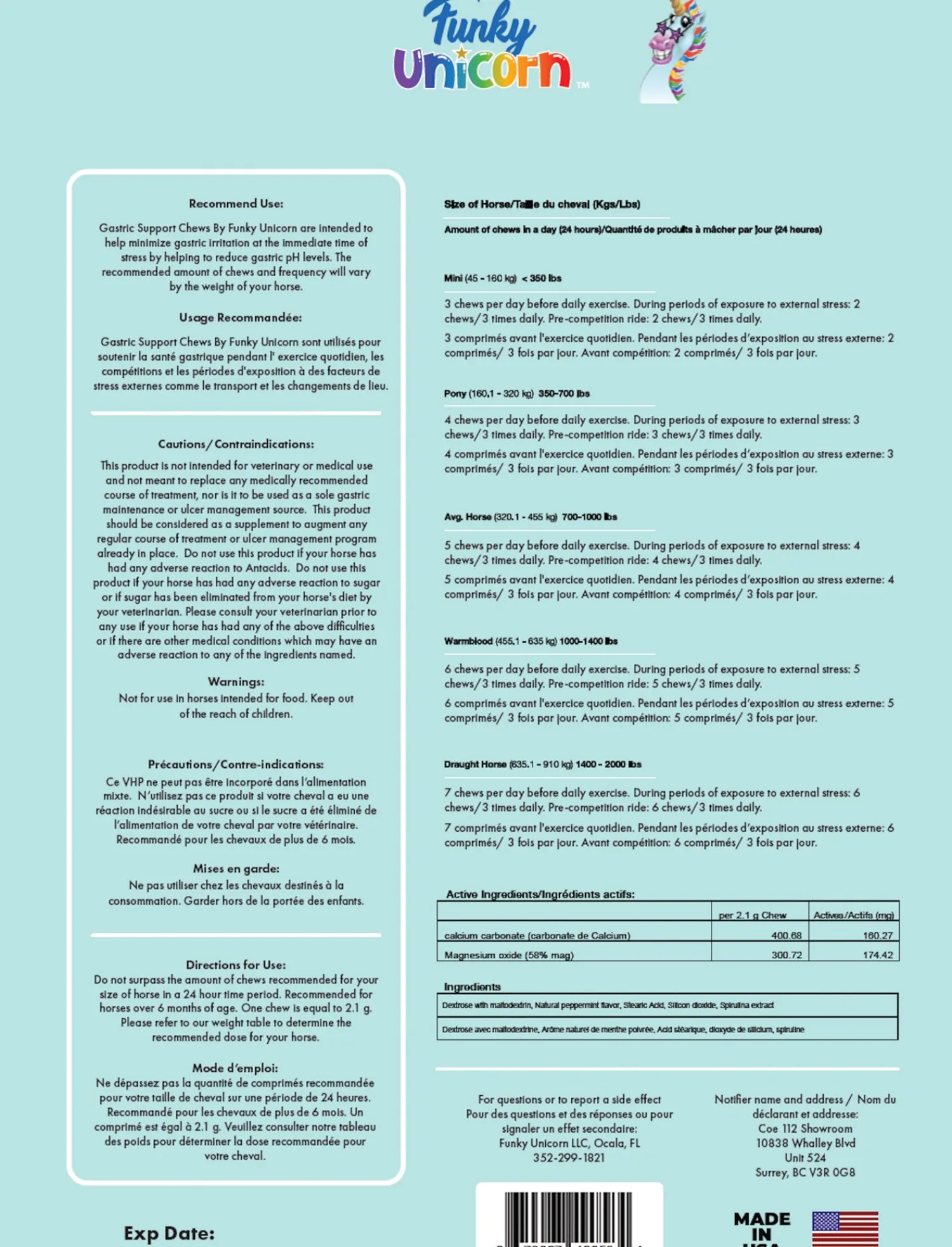 INTREPID INTL Funky Unicorn Gastric Support Antacid Chews - 7 oz. Mint Best