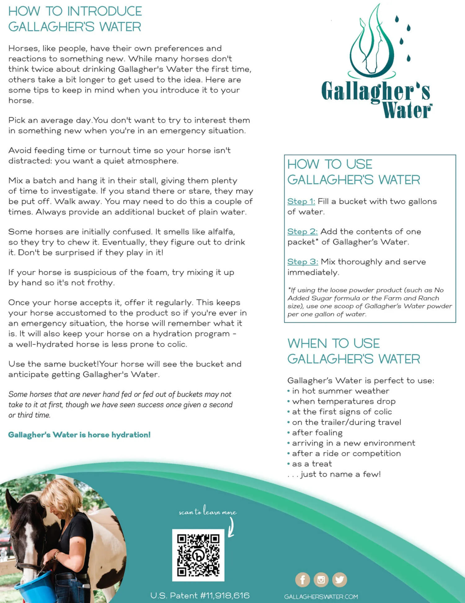 EQUESTRIBEV Gallagher’s Water™ All-Natural Equine Hydration Beverage NO SUGAR ADDED Discount