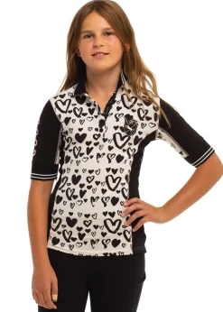 GOODE RIDER ™ Girls’ Elite Polo Shirt Black Hearts Outlet