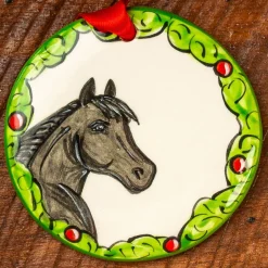 THE NOLA WATKINS COL Hand-Painted Horse Wreath Ornament New