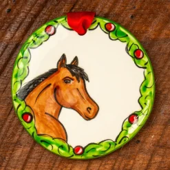 THE NOLA WATKINS COL Hand-Painted Horse Wreath Ornament New