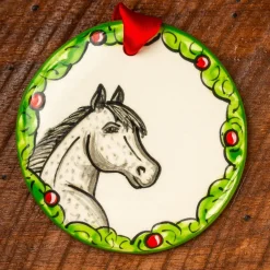 THE NOLA WATKINS COL Hand-Painted Horse Wreath Ornament New