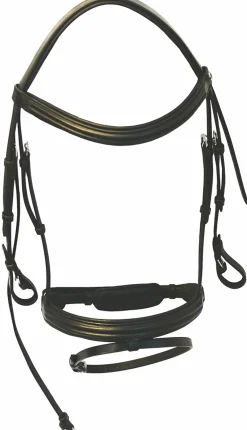 JPC EQUESTRIAN Henri De Rivel Padded Raised Dressage Bridle with Jawband Crank And Flash With Web Reins Black Best