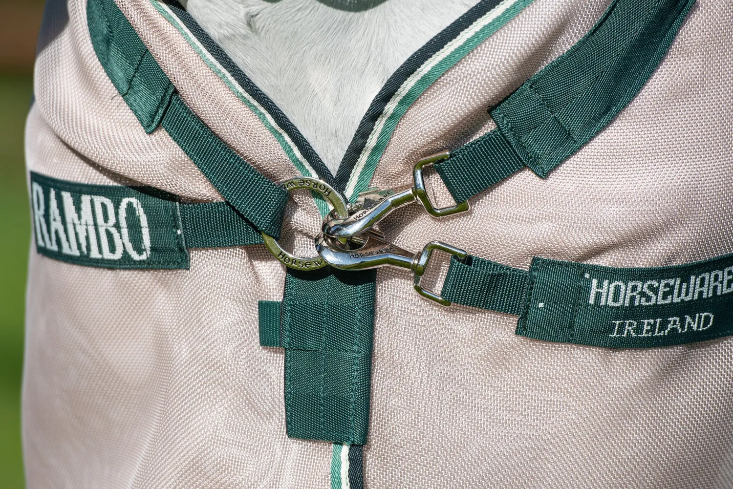 HORSEWARE ® Ireland Rambo® Fly Buster™ Fly Sheet with No-Fly Zone™ Oatmeal/Sage Outlet