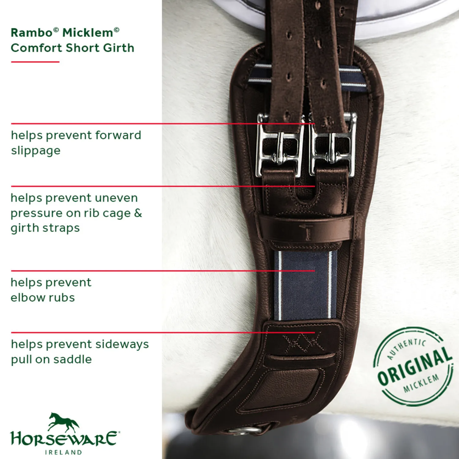 HORSEWARE ® Ireland Rambo® Micklem® Short Comfort Girth New
