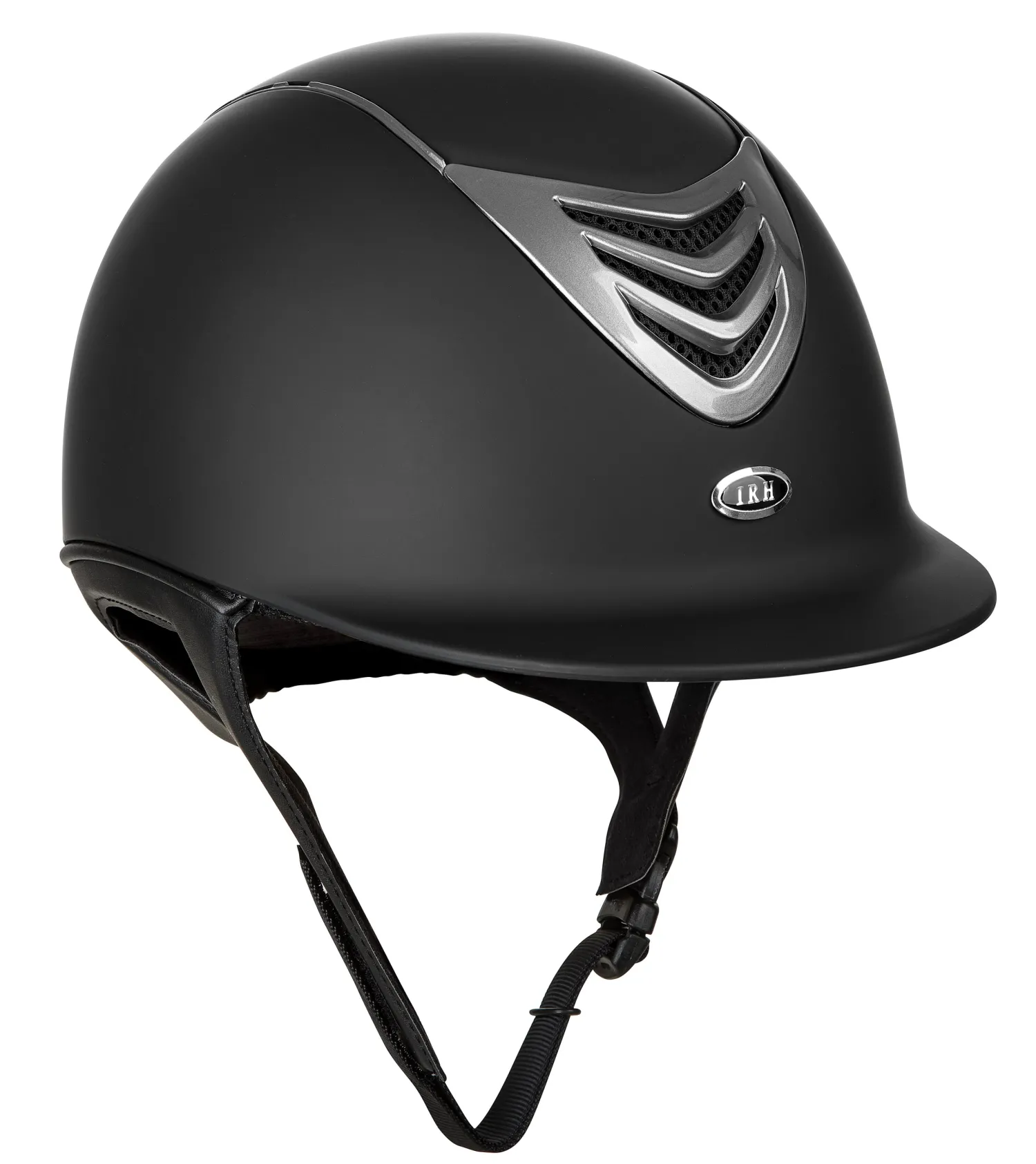 INT RIDING HELMET IRH® IR4G Matte Helmet, Black Finish with Titanium Vent Matte Black/Titanium Vent Outlet