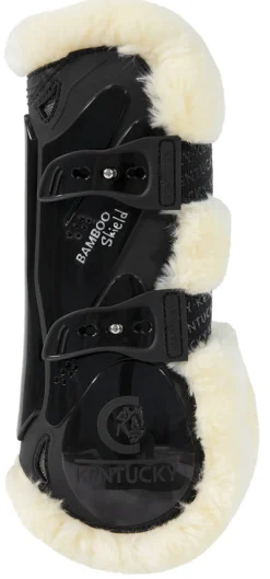 KENTUCKY HORSEWEAR  Vegan Sheepskin Elastic Tendon Boots with Bamboo Black New