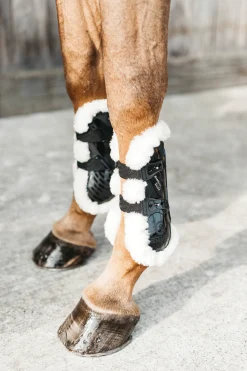 KENTUCKY HORSEWEAR  Vegan Sheepskin Elastic Tendon Boots with Bamboo Black New
