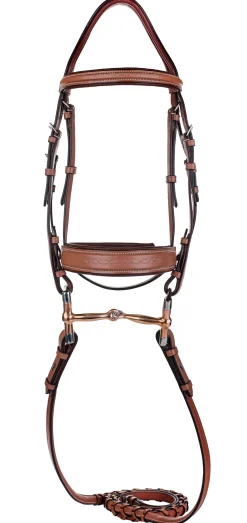 JPC EQUESTRIAN Laureate by Henri de Rivel Fancy-Stitched Bridle with Wide Caveson & Laced Reins Oakbark New