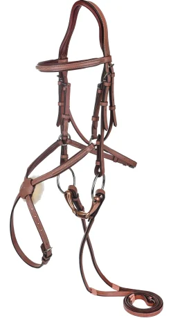 JPC EQUESTRIAN Laureate by Henri de Rivel Figure-8 Bridle with Rubber-Lined Reins Oakbark Hot
