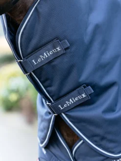 HORSE HEALTH TRADE LeMieux® Arika Storm-Tek 100 Gram Turnout Blanket with Leg Straps Navy/White/Navy Clearance