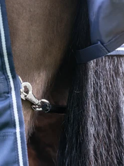 HORSE HEALTH TRADE LeMieux® Arika Storm-Tek 100 Gram Turnout Blanket with Leg Straps Navy/White/Navy Clearance