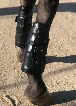 MAJYK EQUIPE ® Estrella Sparkle Leather Tendon Boots Black/Sparkle Online