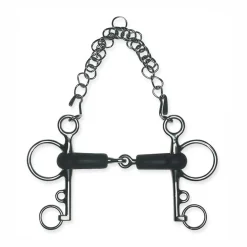 PARTRADE Metalab Solid Jointed Rubber Pelham Bit Stainless Steel Clearance