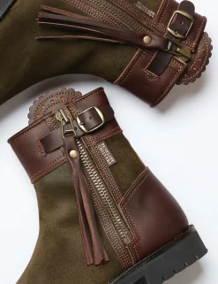 PENELOPE CHILVERS  Ladies’ Inclement Cropped Tassel Boots Seaweed/Conker