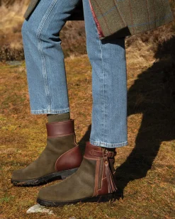PENELOPE CHILVERS  Ladies’ Inclement Cropped Tassel Boots Seaweed/Conker