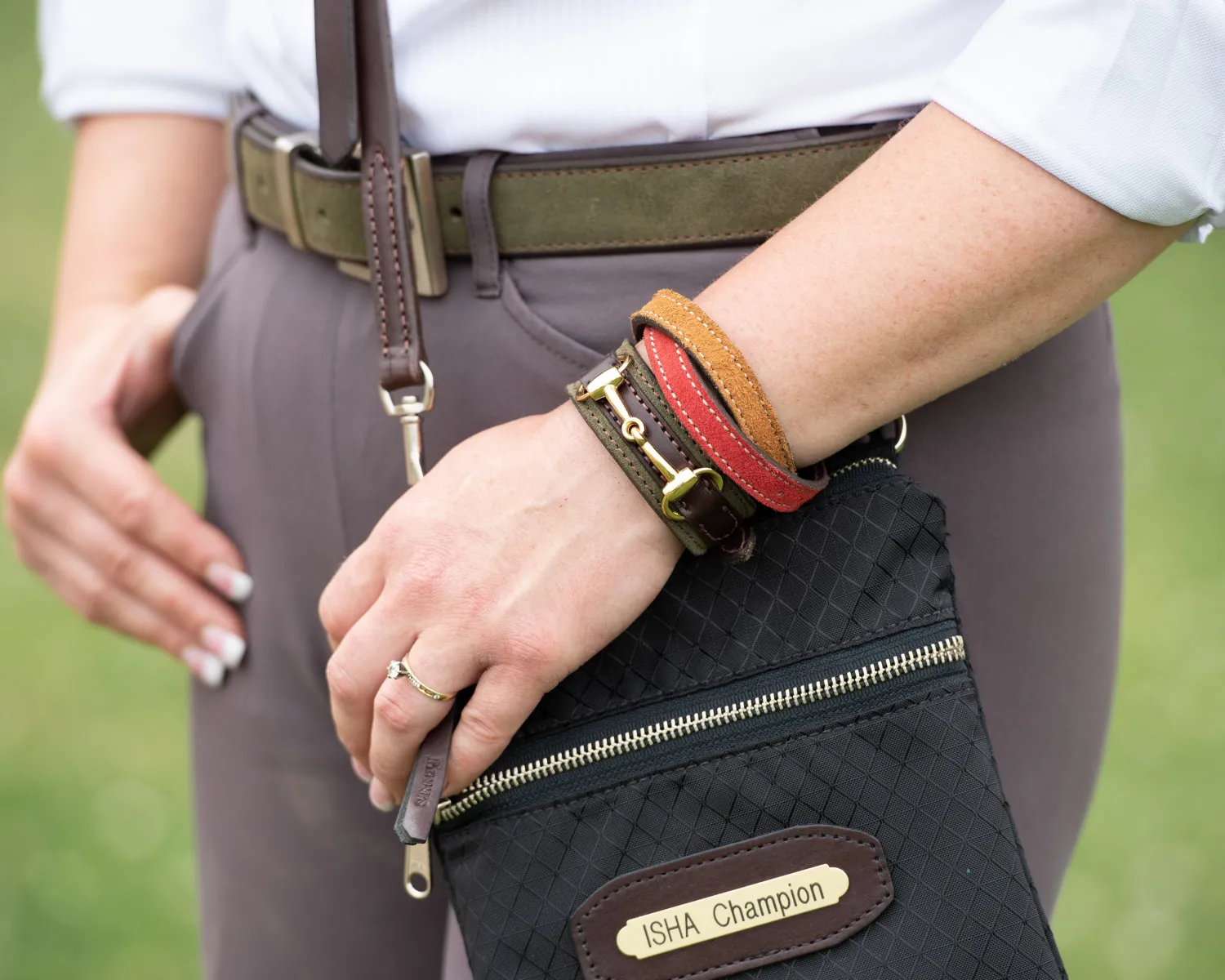 PERRIS LEATHER Perri’s® Champion Collection Wristlet with Leather Accents and Nameplate Black Hot