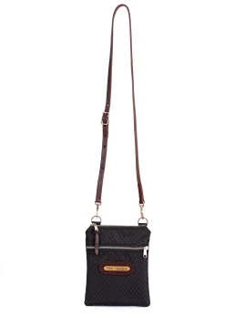 PERRIS LEATHER Perri’s® Champion Crossbody Bag with Leather Accents and Nameplate Black New