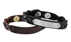 PERRIS LEATHER Perri’s® Braided Leather Nameplate Bracelet New