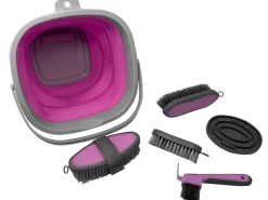 SHILOH STABLES TACK 5-Piece Grooming Kit with Collapsible Bucket