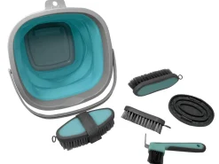 SHILOH STABLES TACK 5-Piece Grooming Kit with Collapsible Bucket