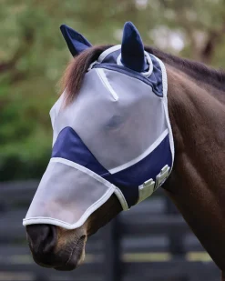 CWEAR BRANCH Rider's International™ Fine Mesh Fly Mask with Ears & Nose Grey/Blue Hot