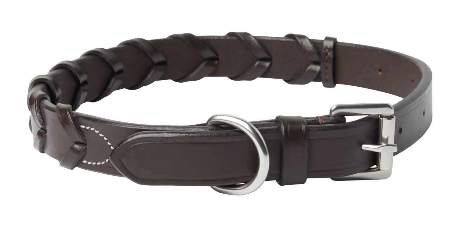 PUSHKAR INTL Rider’s International™ Laced Rein Dog Collar Brown Outlet
