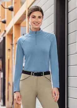 KIRSCH Riding Sport™ Wilton Quarter-Zip Long-Sleeve Shirt Mountain Spring Blue New