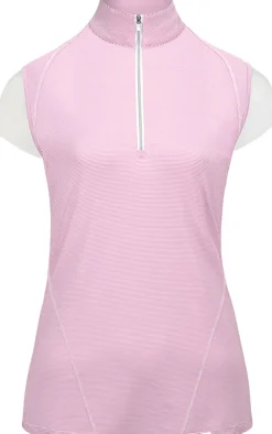 RJ CLASSICS R.J. Classics Ladies’ Hallie Sleeveless Quarter-Zip Training Shirt Pink Lemonade Stripe New