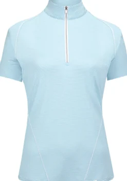 RJ CLASSICS R.J. Classics Ladies’ Winnie Short Sleeve Quarter-Zip Training Shirt Aqua Breeze Stripe