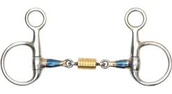 SHIRES EQUESTRIAN Shires Hanging Cheek Bit with Roller Link Blue Sweet Iron
