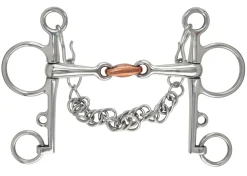 SHIRES EQUESTRIAN Shires Double-Jointed Pelham Bit with Copper Lozenge Stainless Steel Outlet