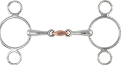 SHIRES EQUESTRIAN Shires Two-Ring Copper Lozenge Gag Bit Stainless Steel Discount