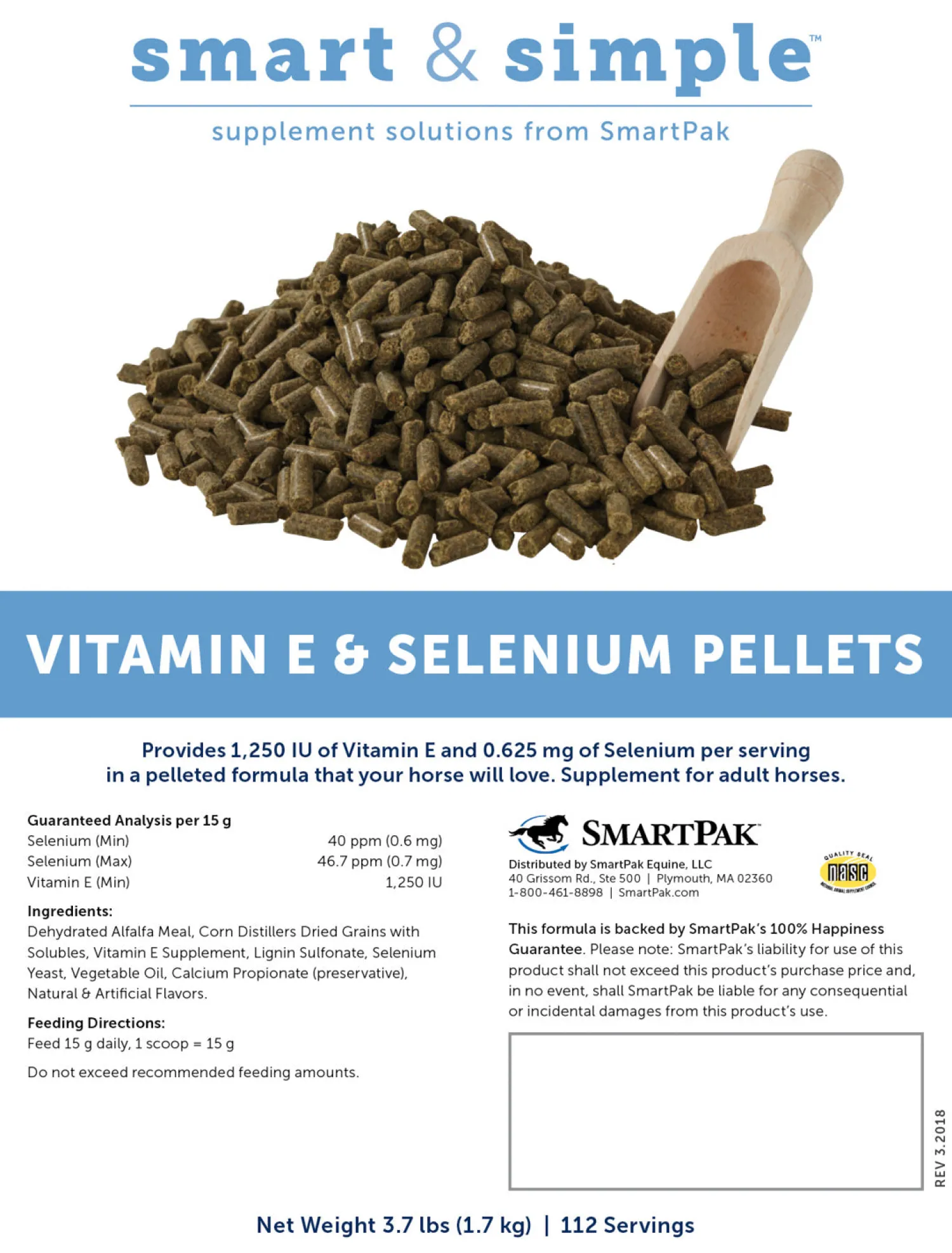 SMARTEQUINE ™ Smart & Simple Vitamin E & Selenium Pellets NA Outlet