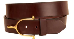 TORY LEATHER 1 1/2" Belt with Solid Brass Spur Buckle Hot
