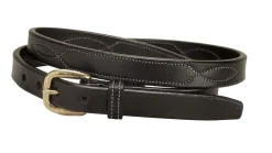 TORY LEATHER 3/4" Belt with Stitched Patterns & Brass Buckle Best