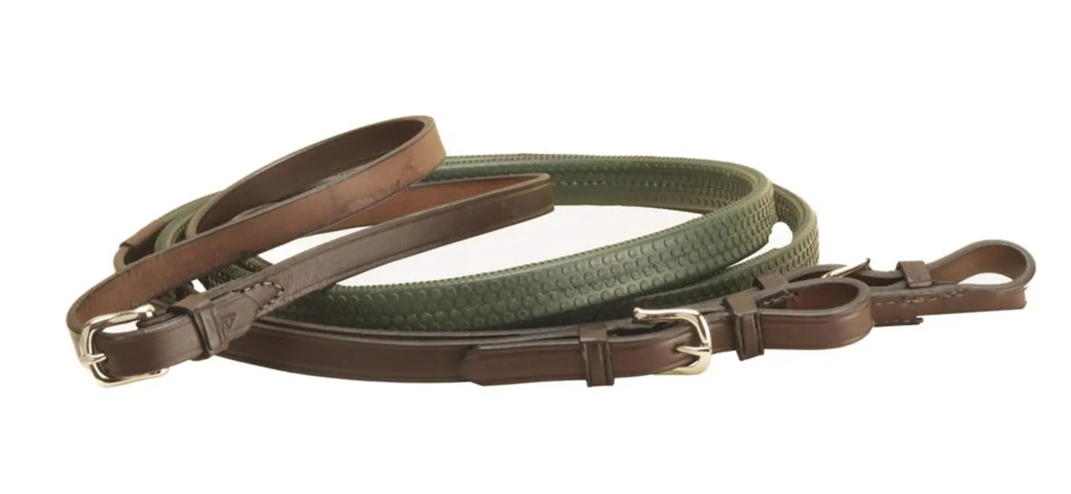 TORY LEATHER Company Rubber Grip Leather Reins with Buckle Ends Clearance