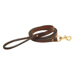 TORY LEATHER Flat Creased Leather Dog Leash with Rolled Leather Handle Clearance