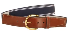 TORY LEATHER Striped Elastic and Leather Belt Online