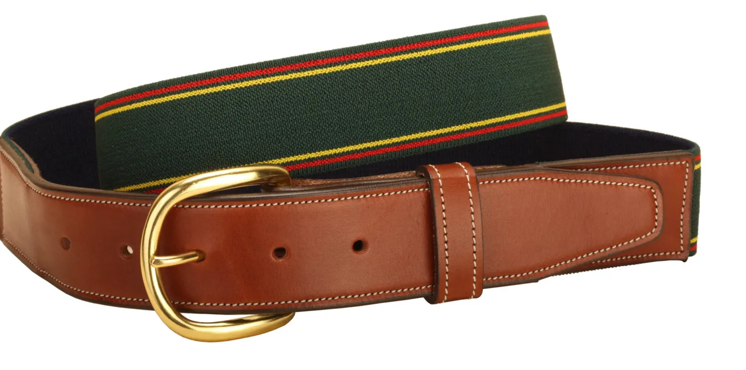 TORY LEATHER Striped Elastic and Leather Belt Online