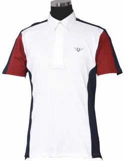 JPC EQUESTRIAN TuffRider® Men's Dennison Short Sleeve Show Shirt White/Ec Navy/Ec Red Outlet